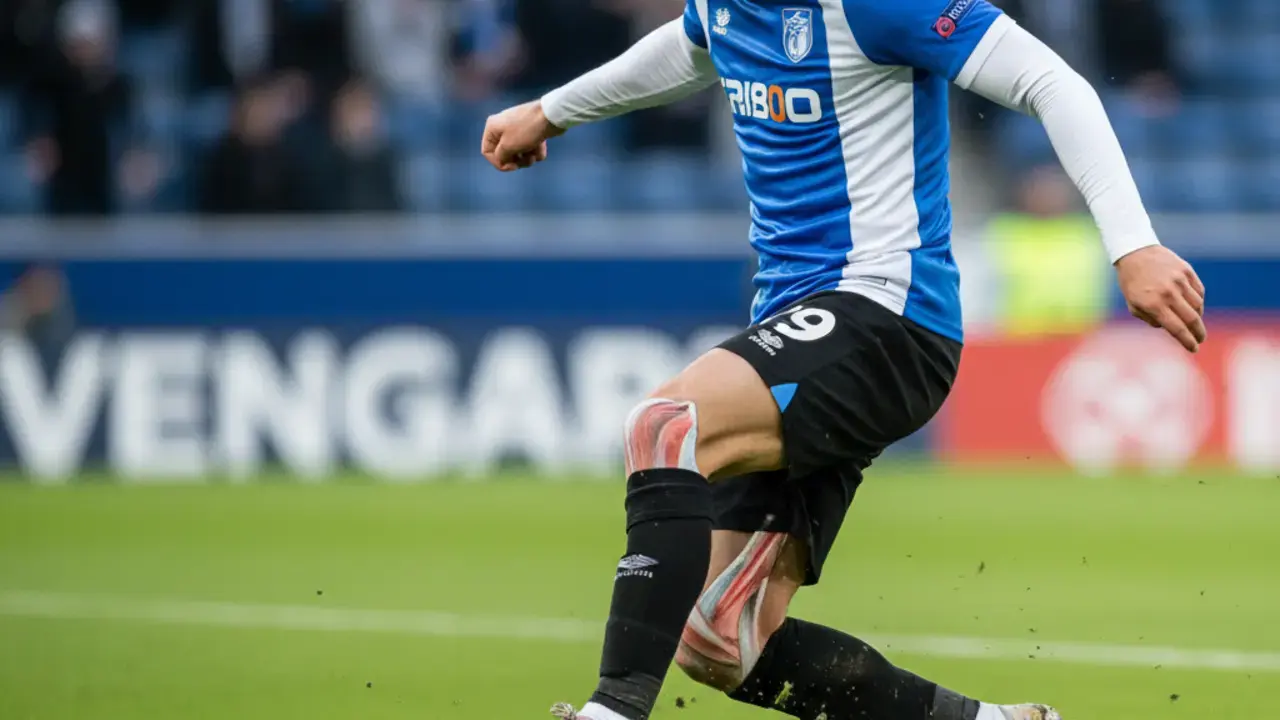 Ilustração de um joelho destacando as áreas de lesão de menisco e indicando causas comuns como torção, agachamento e desgaste degenerativo.